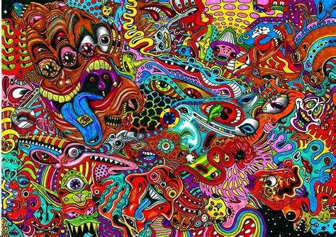 Psychedelic Art Color Detail Dark Monsters Wallpaper 2339x1656