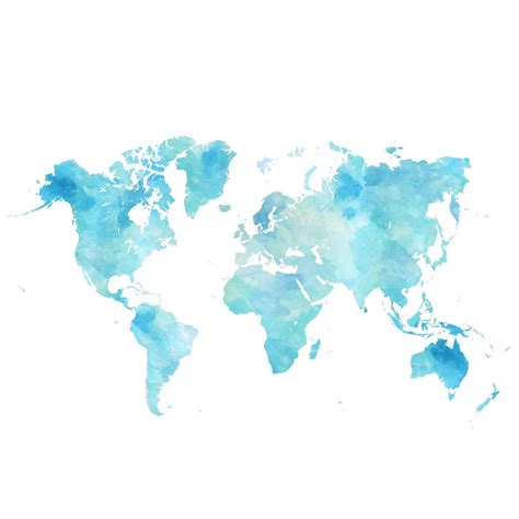 World Watercolor Map Digital Download