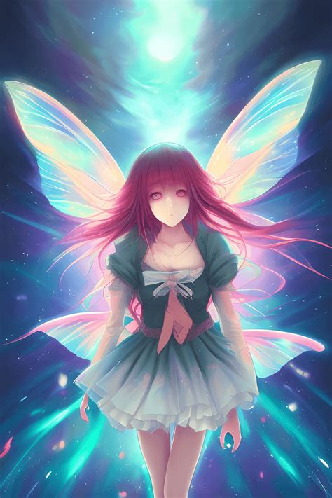 Anime Girl With Butterfly Wings Drawing