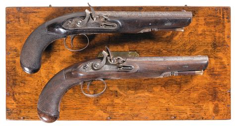 Cased Pair Of Tatham Flintlock Pistols W Accessories And Resear Rock