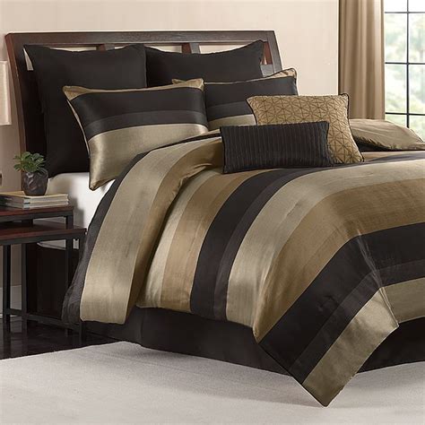 King Size Set Comforter 8 Piece Bed Bedding Black Gold Luxury New Free