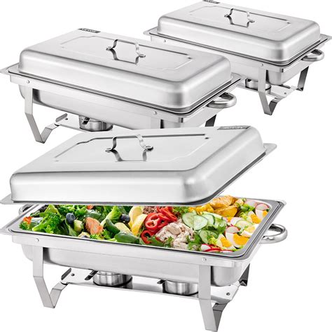 Vevor Chafing Dish 3 Packs Stainless Steel Chafing Dishes 95 Quart