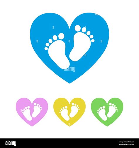 Set Of The Baby Footprints Vector Illustration White Footprints Of