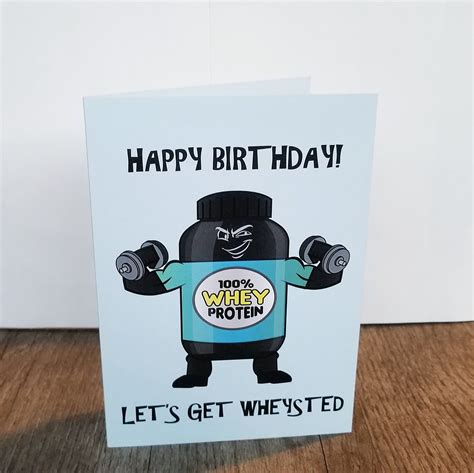 Happy Birthday Card Funny Gym Card Protein Card Workout Etsy