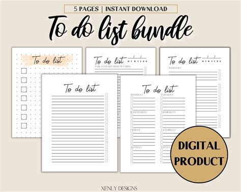 Minimal To Do List Printable Simple Task Template Daily To Do Weekly