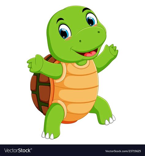 A Cute Turtle Character Cartoon Vector Image On Con Imágenes