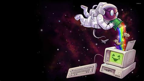 Astronaut Gathering Nyan Cats In A Computer Wallpaper Funny Wallpapers 28540