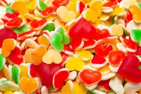 Juicy Colorful Jelly Sweets Gummy Candies Hearts Stock Photo Image