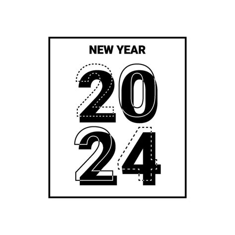 2024 New Year Logo Text Design 2024 Number Design Template Calendar