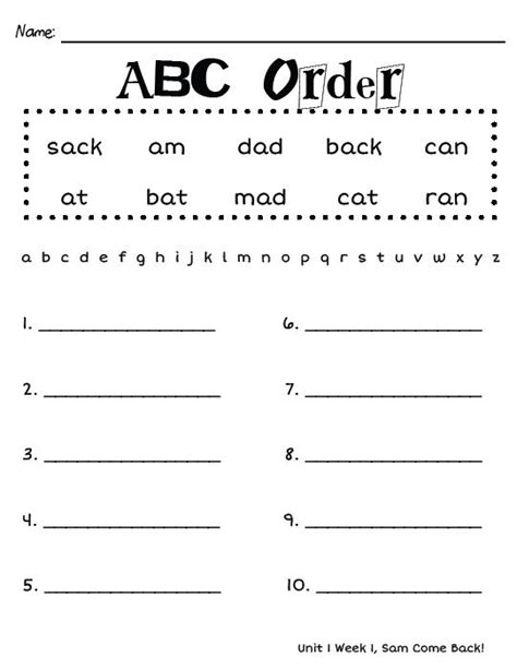 Free Printable Abc Order Worksheets For First Grade Learning How To Read