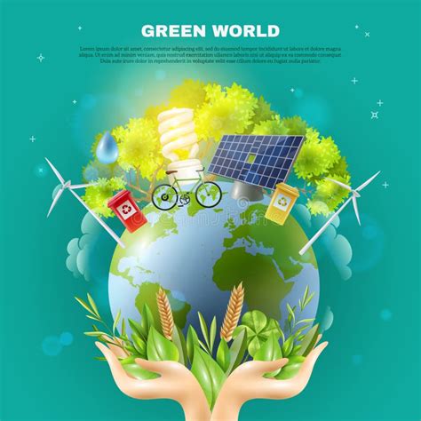 Green World Ecology Concept Composition Poster Stock Vector