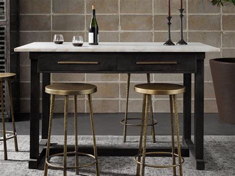 For your white counters, white cabinets and white marble tile, a white counter height kitchen table is the last piece of the puzzle. Four Hands Harmon Dark Anthracite / Polished White Marble ...