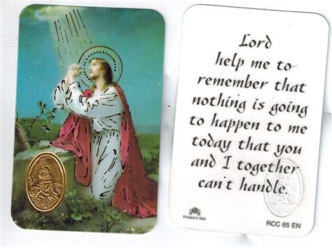 Lord Help Me To Remember Prayer Card With Medal With Jesus In Garden