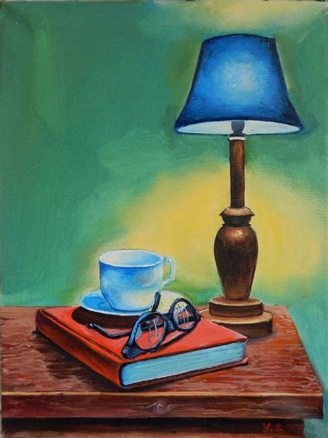 Still Life Books And Lamp 30x40cm Painting By Vita Schagen Life Art