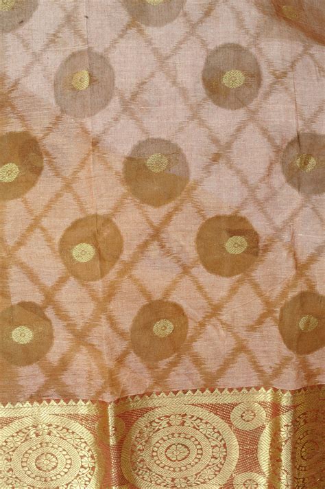 Beige Tant Sari From Kolkata With Golden Thread Weave On Border And