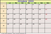 Calendario Ottobre 2009 da stampare - Halloween, Festa dei nonni ...