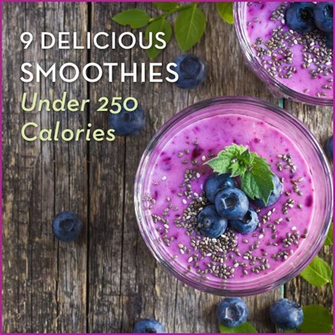 These three smoothie recipes clock in at 100, 200, and 300 calories respectively, so you can pick the best one for you and drink up without any guilt. 9 Delicious, Low-Calorie Smoothies - Get Healthy U