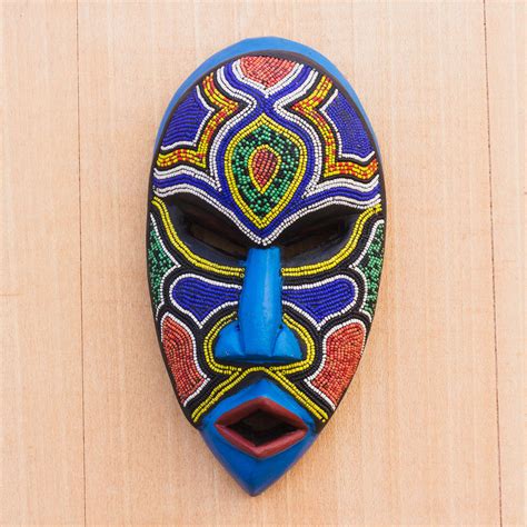 Unicef Market Recycled Plastic Beaded African Wood Mask From Ghana Beaded Love