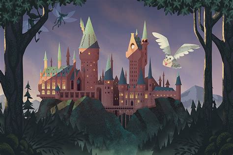 Hogwarts Castle Animated Style Print Etsy