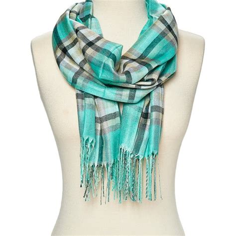 Oussum Turquoise Scarfs For Women Plaid Winter Fashion Scarfs For