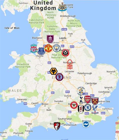 Premier League Map Clubs Logos Sport League Maps
