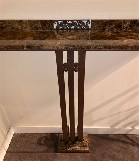Art Deco Custom Iron And Marble Console Table Consoles Art Deco