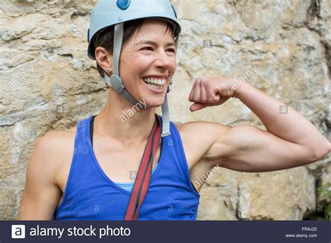 Female Rock Climber Showing Off Muscles Stock Photo 100290906 Alamy