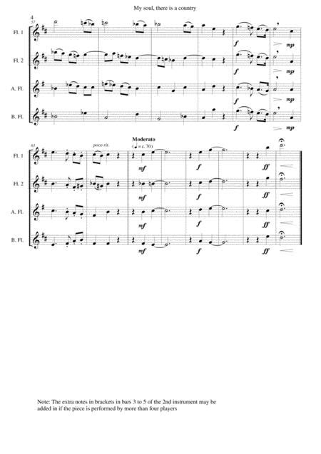 My Soul There Is A Country For Flute Quartet Or Flute Choir Sheet Music