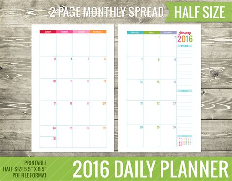 Fits standard paper size 8.5 x 11 / a4 when printed. 6 Best Images of Monthly Calendar 2015 2016 Printables Planner 5.5 X 8.5 - Monthly Calendar 2015 ...