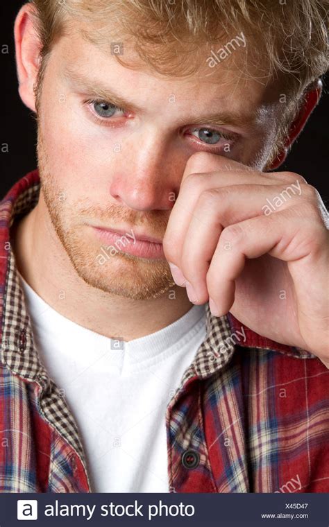 Young Man Crying Tears Close Up High Resolution Stock Photography And