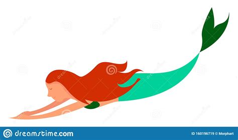 Mermaid With Red Hair Illustration Vector Stock Vector Illustration