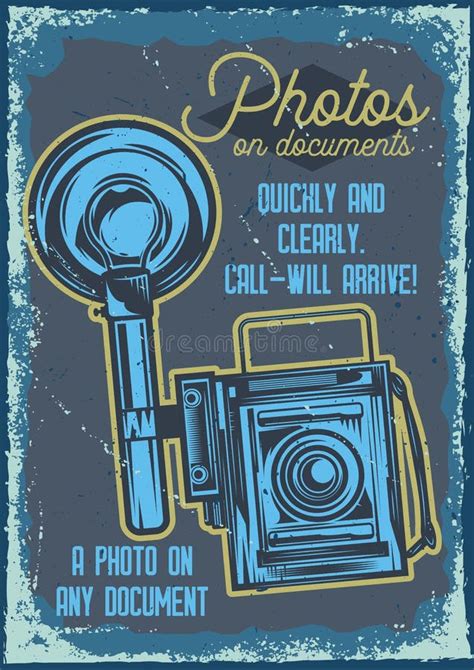 Poster Design With Illustration Of A Camera On Vintage Background Stock