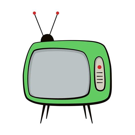 Vector Cartoon Illustration Of Retro Television Old Tv Box Isolated On