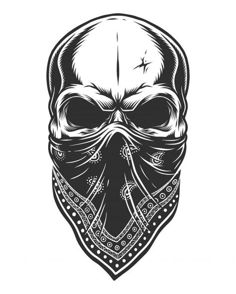 Premium Vector Illustration Of Skull In Bandana On Face Skulls Drawing Skull Art Drawing