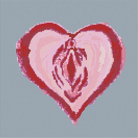Vagina Heart Cross Stitch Pattern Pdf Lgbt Vulva Art Lesbian Etsy