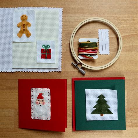 Make Your Own Christmas Cards Kit Cross Stitch Beginners Etsy Uk