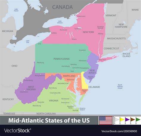 Mid Atlantic States Of The United States Vector Image