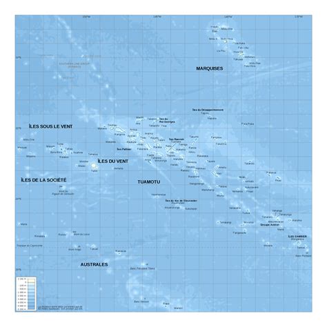 Large Detailed Elevation Map Of French Polynesia French Polynesia
