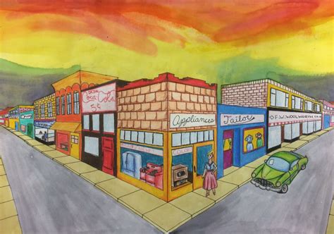 Two point perspective starts by defining the horizon line. 2 point perspective city drawing的圖片搜尋結果 | Perspective art ...