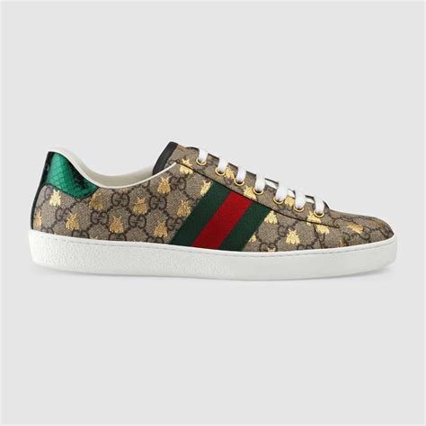 Gucci Men Ace Gg Supreme Bees Sneaker Brown Lulux