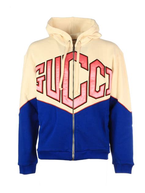 Gucci Game Logo Felted Cotton Jersey Zip Hoodie In White Modesens