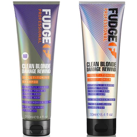 Fudge Professional Clean Blonde Damage Rewind Violet Toning Shampoo And