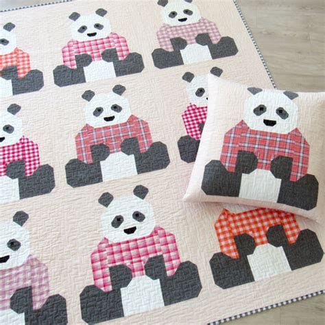 Pandas In Sweaters Elizabeth Hartman Quilt And Pillow Pattern Etsy Uk
