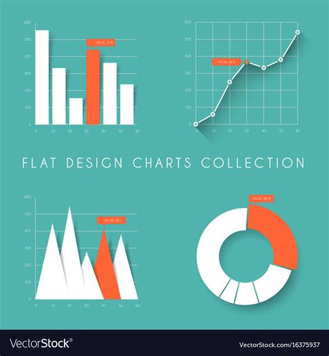 Set Of Flat Design Statistics Charts And Graphs Vector Image