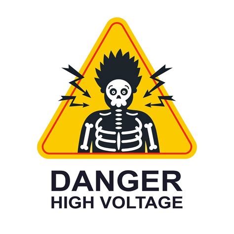 Yellow Sticker Caution High Voltage Electric Shock By A Person Flat