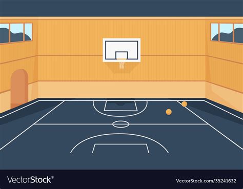 Basketball Court Cartoon 3d Empty Stadium Gym Vector Image
