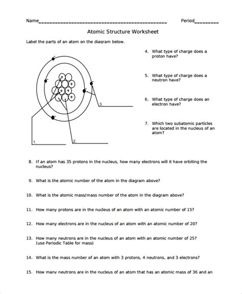 An awesome collection of free atomic structure worksheets for teachers. FREE 7+ Sample Atomic Structure Worksheet Templates in MS Word | PDF