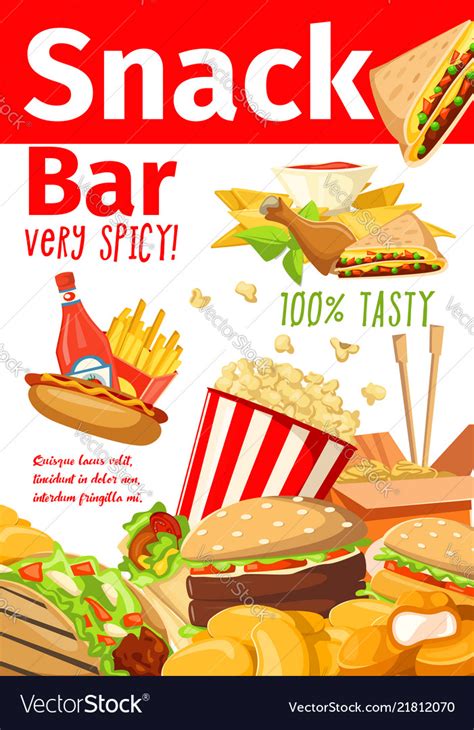 Fast Food Sandwiches And Dessert Snacks Bar Poster