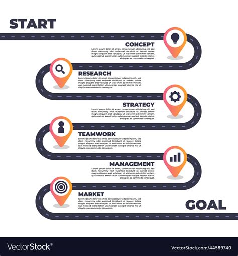 Flat Roadmap Infographic Royalty Free Vector Image