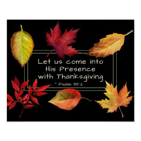 Some Leaves With The Words Let Us Come Into His Presence With Thanksgiving
